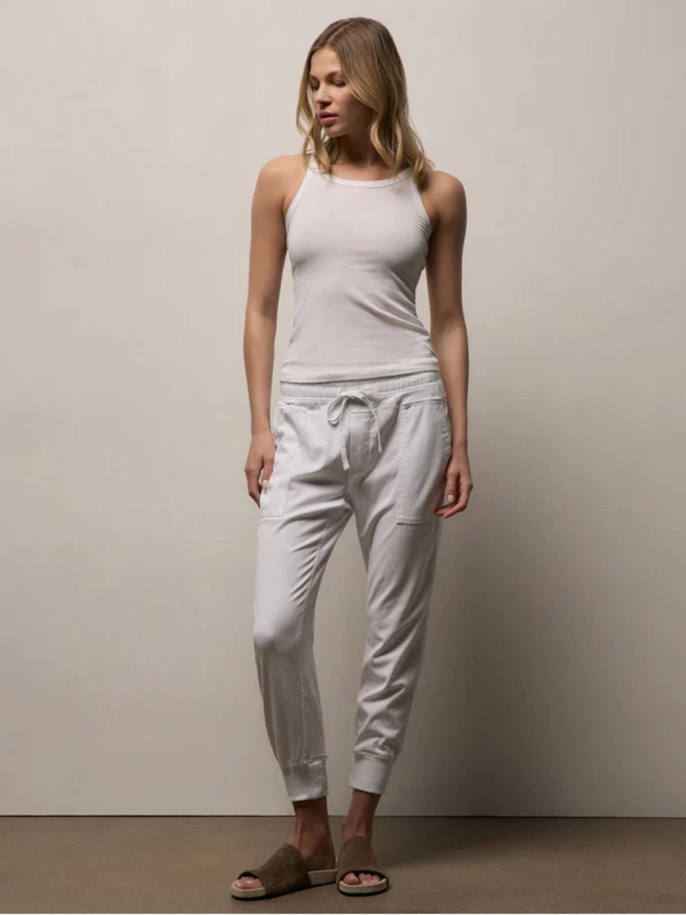 James Perse White Joggers Sz Medium